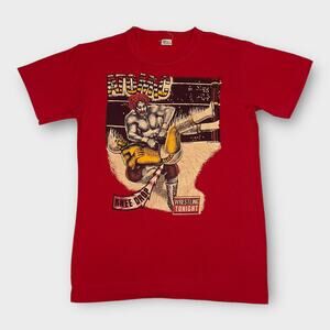 Red Vintage Atomic Knee Drop Wrestling Tonight T-shirt Size S Child